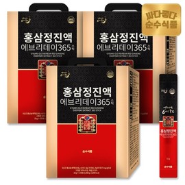 Sunsu Food 순수식품 6년근 홍삼정 진액 에브리데이 365 실속형 3박스(300포) 홍삼스틱 Pure Food 6-Year-Old Red Ginseng Extract Everyday 365 Value Pack 3 Boxes (300 Sticks) Red Ginseng Stick