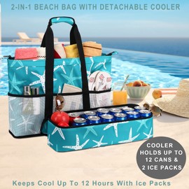 DSIUE Beach Bag with Cooler Waterproof Beach Bags for Women Large Sandproof Beach Tote Pool Bag for Beach Gym Travel