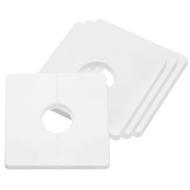 sourcing map 4Pcs ABS Plastics Square Shaped Escutcheon Plate, Wall Split Flange, 28mm Diameter Wall-Mounted Pipe Mouth Decorative Cover, White