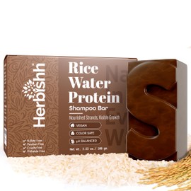Herbishh Rice Water Shampoo Bar for Hair Growth – Strengthening & Nourishing,Solid Soap for Thinning Hair,Infused With Biotin,Ideal For All Hair Types,Paraben-Free & Sulfate-Free,3.53 oz