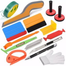 Unbranded PRO Car Wrap Tools Vinyl Felt Squeegee Knifeless Tape 2 Magnets Window Tint Kit
