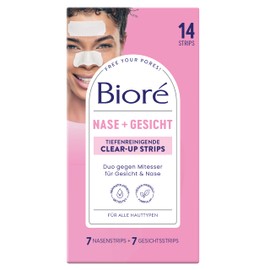 Bioré Clear Up Strips, Deep Cleansing Strips with Witch Hazel, 1 x 14 Pieces - Face (14 Strips) and Nose (14 Strips)