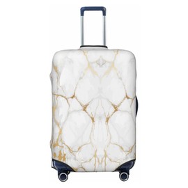 Lukbfall Golden Yellow Marble Luggage Suitcase Covers Elastic Washable Marbling Pattern Luggage Protector Travel Suitcase Protective Cover For Kid And Adult, S (Fit 18-21 Inch Luggage)