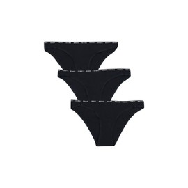 Bonds Women's Underwear Pack, High-Cut Icons Bikini Panties for Women, Stretchy Cotton-Blend Underwear, 3-Pack Black