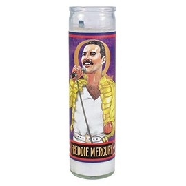 Freddie Mercury Secular Saint Candle - 8.5 Inch Glass Prayer Votive - Made in The USA