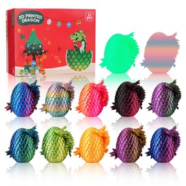 JOMBY 12PCS 3D Printed Dragon Eggs with Dragon Inside, Mini Egg Set, Articulated Crystal Fidget Toy for for Kids & Adults Gifts Christmas Ornament & Stocking Stuffers