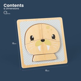 Bigjigs Toys Seal Chunky Puzzle - 4 Piece Wooden Animal Jigsaw with Tray, Fun Educational Shape Puzzles, Baby & Toddler Montessori Toy, Sustainably Made Gifts For 10 Month Old +