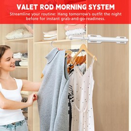 LOMILD Valet Rod for Closet Pull Out, Closet Valet Rod Slide Out for Bedroom Laundry Room Bathroom