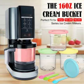 CHANCCI 4 Pcs Ice Cream Tubs for Ninja NC299 NC300,16 OZ Cream Tubs,Creamy Pints With 4 Scoops,Replacement Ice Creams Pints Series Ice Creams Maker,BPA-Free & Dishwasher Safe