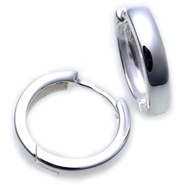 Hinged Hoop Earrings 925 Silver Diameter 14 mm Hoop Earrings Sterling Silver, Sterling Silver