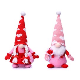 Lyaciomn Mr. and Mrs. Scandinavian Tomte Doll Valentines Valentine Day Gnomes Decoration Plush for Home Table Ornaments Cloth 2 PCS