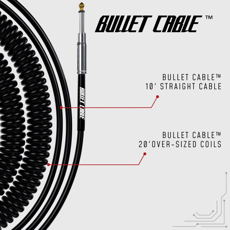 Bullet Cable 10/20 Black Straight Coil Cable (30ft)