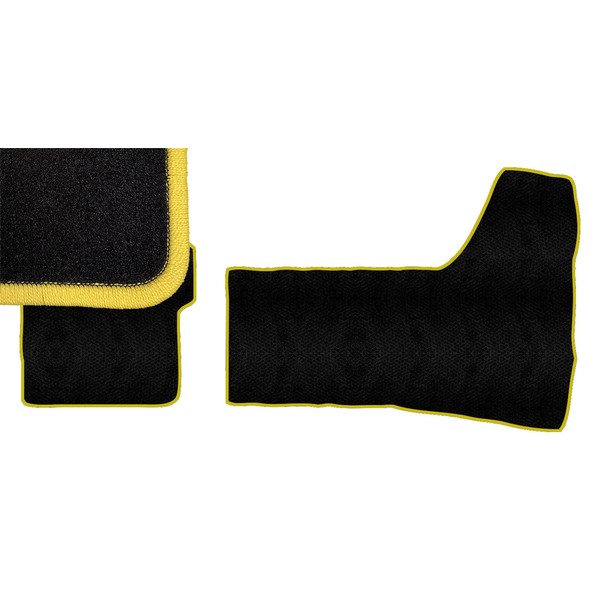 Yellow Edge Custom Fit Front Carpet Floor Mat, Black, Compatible