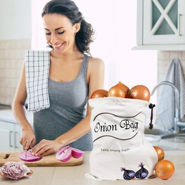 Potato and Onion Storage Bags, Cotton Potato Sacks with Side Zipper Kitchen Onion Bags Potato Bags for Storing Keep Fresh 2pcs (10.24''x13.78'')