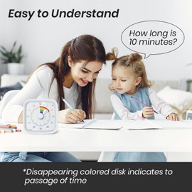 Yunbaoit Visual Timer with Protective Case, Rainbow Disk 60 Minute Countdown Timer for Kids and Adults, Silent Time Management Tool(White)
