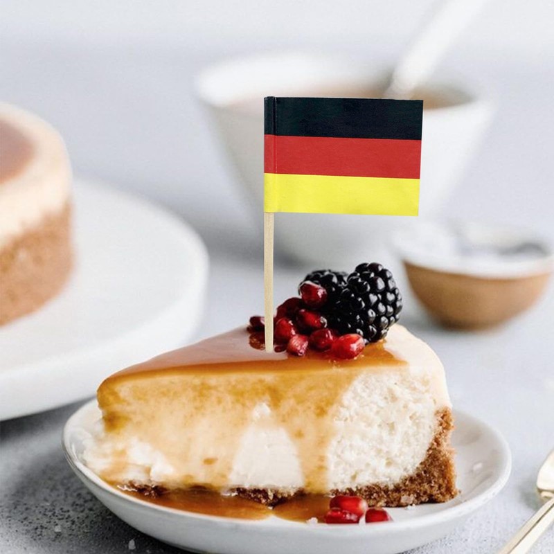 Newkita 100 Pcs Germany Toothpick Flag German Small Mini Cupcake