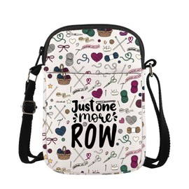 WSNANG Crochet Crossbody Bag Just One More Row Messenger Bag Crocheters Gift Crochet Lover Gift Sewing Quilting Lover (ROW CB)