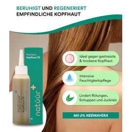 natüür Scalp Oil with Neem Extract (10 ml) - Against Dry Scalp, Itching & Dandruff - Jojoba Oil, Olive Oil & Avocado Oil - 100% Vegan, Made in Germany