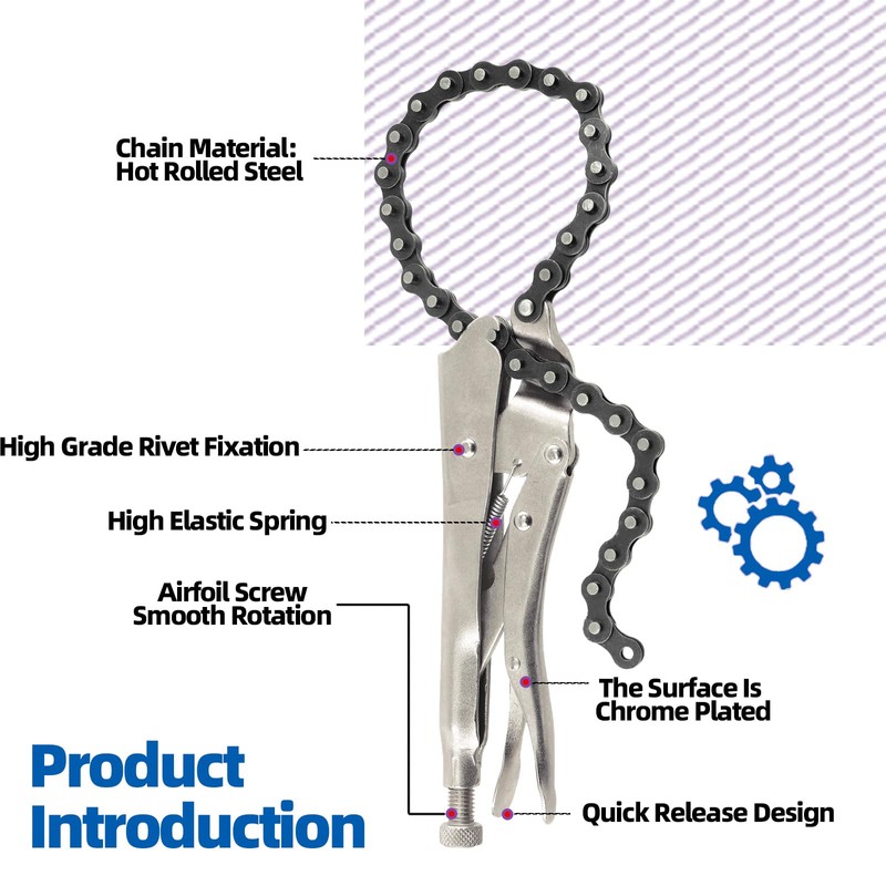 Glarks 2Pcs 9" Locking Chain Clamp with 20" Chain, Heavy-Duty