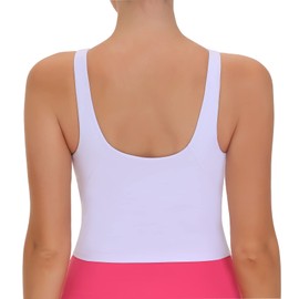 THE GYM PEOPLE Women's Sports Bra Sleeveless Workout Tank Tops Running Yoga Cropped Tops with Removable Padded White