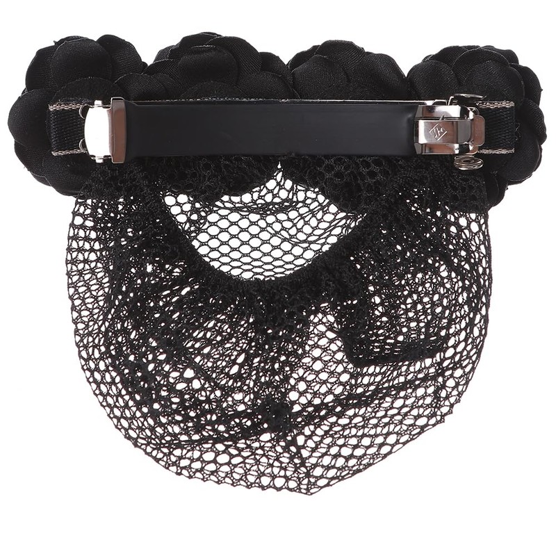 GLOBAL BOX Barrette Chignon Net with Net Roses Flower Decoration