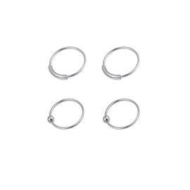 Piercing Deni 4 Rings Silver for Nose 9 mm Diameter Inner Very Finitos 0.6 mm Thickness, Silver