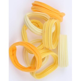 Mytoptrendz® 8 pcs Soft Jersey Fabric Hair Tie No Slip Rubber Bands Girls Endless Ponio Bobble Wide Flat Crinkle Thick Hair Elastics Seamless Tangle Free Ponytail Holders for Women(/ (Yellow)