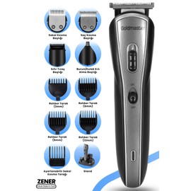 Goldmaster Zener Paslanmaz Çelik Standlı 10 In 1 Erkek Bakım Seti