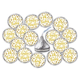 216 Gold Oh Baby Boy Kisses Labels for Baby Shower Or Baby Sprinkle Party Or Event, Its a Boy Kisses Stickers Decorations, Wrappers, Favors. Gold and White