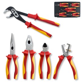 FESA Electrician Insulated Pliers Set - 1000V 5-Piece Professional Electrician Pliers Set with Chrome Vanadium (CR-V) Jaws & Soft-Grip Traction Handles - 1000V Insulated Tools for Electricians
