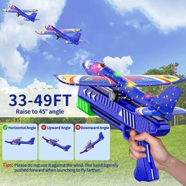 Kunmark 3 Pack Airplane Launcher Toys,Foam Airplane Glider,2 Flight Mode Glider Plane,Kids Flying Toy,3 4 5 6 7 8 9 10 11 12 Year Old Boys Girls Gifts,Outdoor Sport Toys Party Favor (Blue)