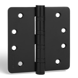 goldenwarm 3 Pack 4'' Black Ball Bearing Door Hinges – Heavy Duty Stainless Steel Hinges for Interior & Exterior Doors, 1/4'' Radius Corners