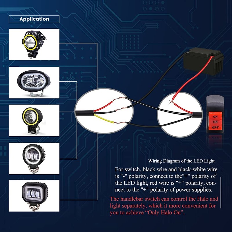 YnGia Motorcycle Handlebar Switch - 7/8 inch Driving Foglight ON/ON/OFF