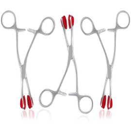 AAProTools 3 pcs Young Tongue Forceps with Rubber Inserts, Tongue Seizing Forceps Locking Clamps