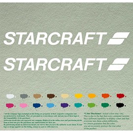 Pair of Starcraft Boats Compatible Replacement Decals Vinyl Stickers Boat Outboard Motor Set of 2 (24", White 010)