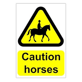 Caution Horses Safety Stickers x10-100mm x 66mm Peel & Stick Laminated Safety Sign Decals for Stable, Yard, or Vehicle; Durable Outdoor Warning Stickers for Equine Safety Awareness