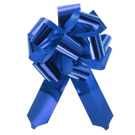TOP-VIGOR 10Pcs 4 Inch Metallic Large Big Pull Bow Gift Wrapping Bows Ribbon for Wedding Car Baskets Presents Christmas Bow, Blue