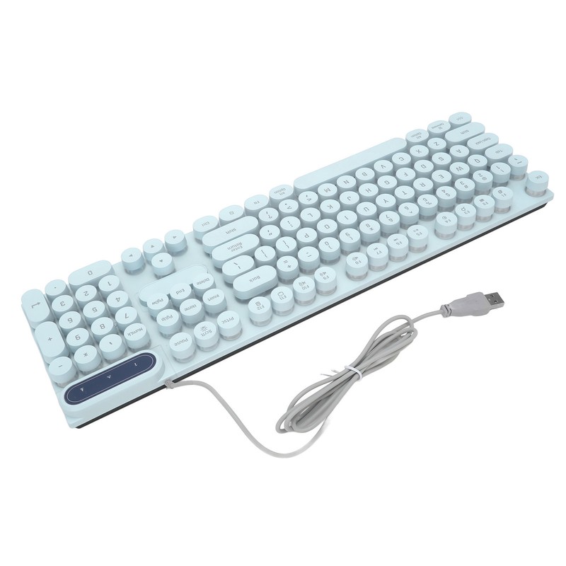 Gaming Keyboard USB Round 104 Keycaps Backlit Ergonomic Fodable Feet