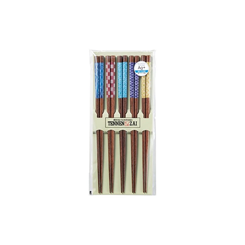 Ishida 67194 Chopsticks Silver Ion Antibacterial Kasumi Pattern 5 Pairs