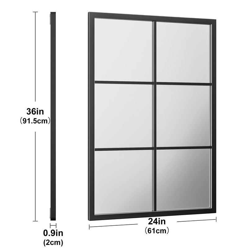Dewfig Rectangle Wall Mirror, Window Mirror Wall Mounted, 24"x36"in Window