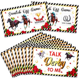 HOWAF Kentucky Derby Scratch Off Card,30pcs Run for The Roses Party Scratch Off Fortune Cards for Horse Racing Party Activity, Derby Day Party Supplies Scratch-Off Game Cards