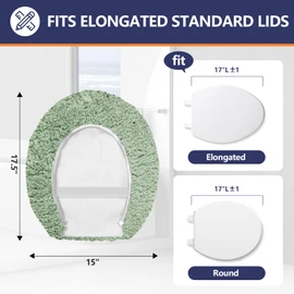Luxury Soft Microfiber Toilet Lid Cover Machine Washable Solid Toilet Seat Cover 17.5" x 15" Adjustable Rubber Backing Fits Most 16-17.5" L x 14-16" W Round Oblong and Elongated Toilet Seat