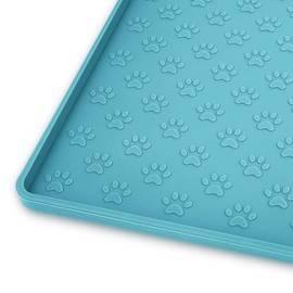 Ptlom Dog Food Mat Anti-Slip Pet Bowl Mats for Food and Water, High-Lips Pet Placemat Prevent Messy Spills to Floor, Waterproof Puppy Feeding Tray for Small, Medium Large Dogs Cats, Silicone