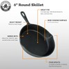 Backcountry Iron 6-1/2 Inch Round Small Pre-Seasoned Cast Iron Skillet