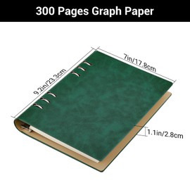 Yarotm Ring Binder A5 Refillable - Notebook A5 Checked 14 x 21 cm - Loose Leaf Binder Notebook Leather PU - 100 GSM Checked 5 mm Notepad A5-150 Sheets Diary Travel Diary Organiser Green