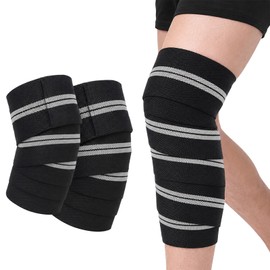 1par Rodilleras gym, vendas para rodillas gym, rodilleras de compresión para levantamiento de pesas, Knee Wraps ajustables para fitness, entrenamiento