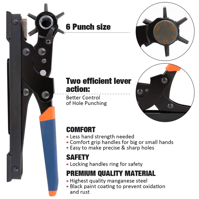 KingTool Desktop Leather Hole Punch Set, Super Heavy Duty Rotary
