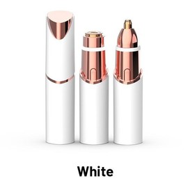 Rechargeable 2-in-1 Eyebrow & Facial Hair Remover for Women, Painless Razor with LED Light for Lips, Body & Daily Gentle Comfort Shaver Trimmer Shaving Products Gold - Colour: White