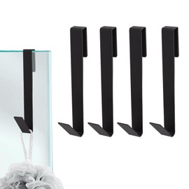 Lam-lord Shower Door Hooks, 4 Packs Over The Door Towel Hooks for Bathrooms Extended Shower Hook, Heavy Duty Drilling-Free Shower Towel Rack for Frameless Glass Shower Door(Size:7inch)