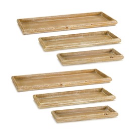 Melrose Modern Home Decorative Tray (Set of 6) 12.5" L, 15.75" L, 19.25" L Wood